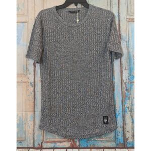 RNT23 Womens Size Medium Gray Short Sleeve Crew Neck Knitted Pullover T-Shirt